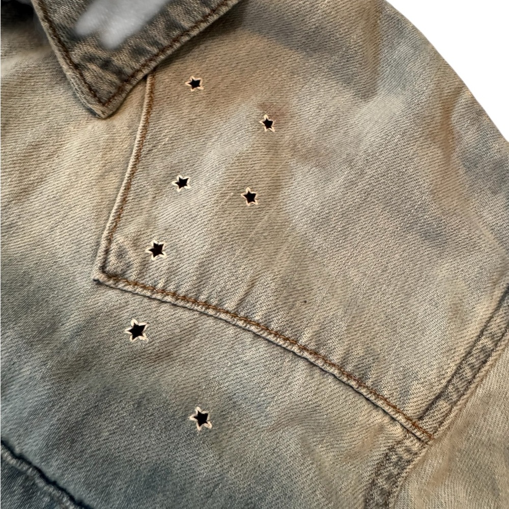 Universal Thread Denim  Button Down Shirt With Embroidered Star Pattern - Picture 2 of 9